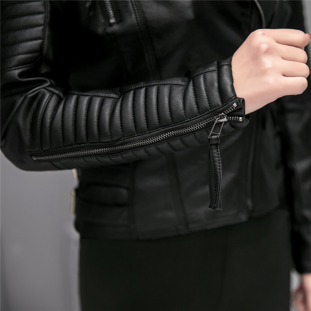 Fitaylor Women Spring Autumn PU Leather Jacket Casual Slim Soft Moto Jacket Biker Faux Leather Jacket Women 201226