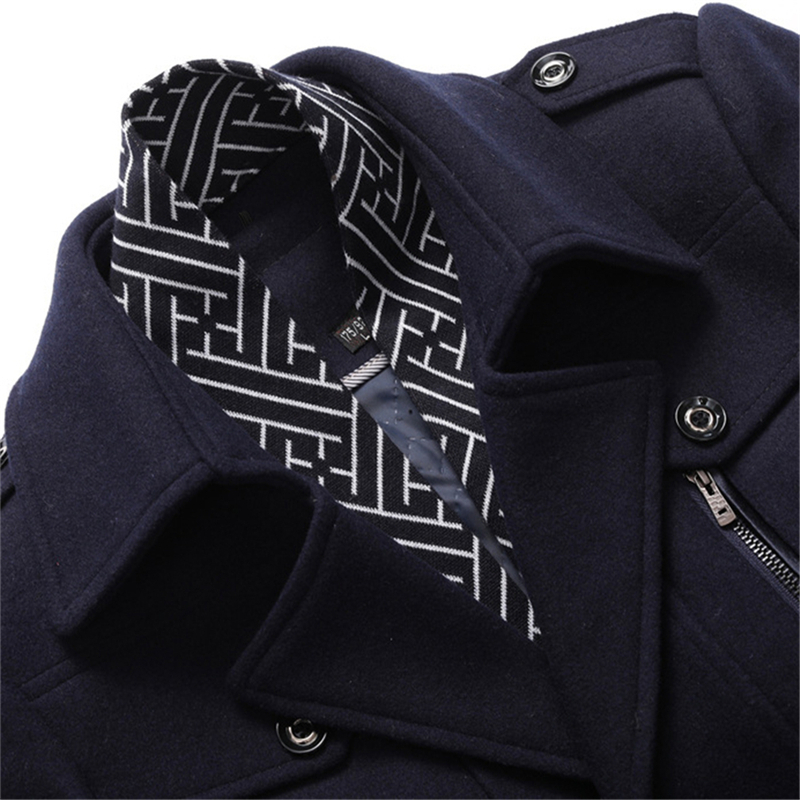 RUELK Autumn And Winter Thick Men's Woolen Windbreaker Trench Coat Scarf Collar Mid-Length Woolen Coat Jacket Men Coat 201222