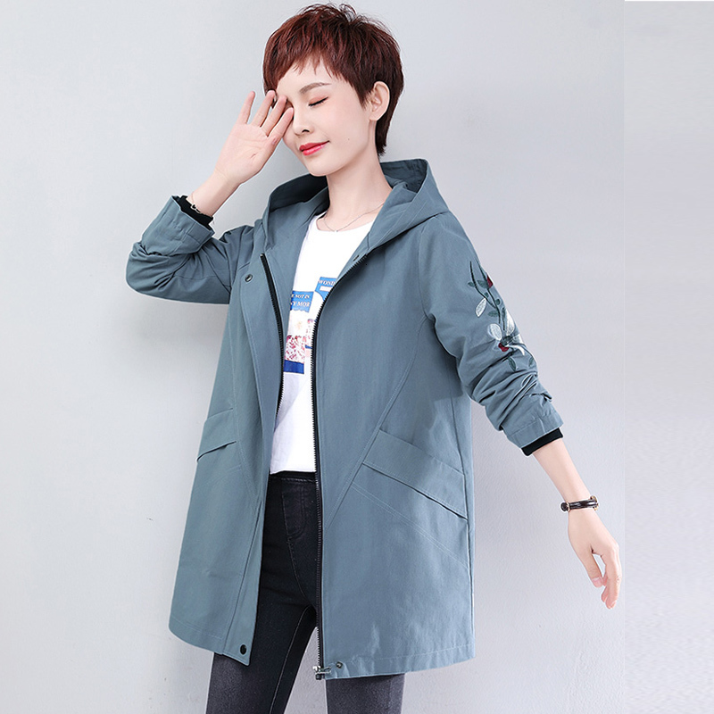 2021 New Spring autumn plus size 4xl with hood outerwear feminine trench coat new embroidered medium of long women's blouse sf009, Haze blue
2021 New Spring autumn plus size 4xl with hood outerwear feminine trench coat new embroidered medium of long women's blouse sf009, Haze blue