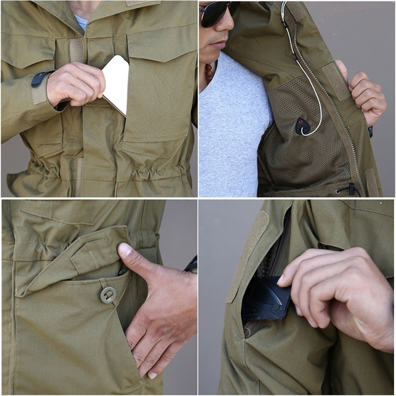 M65 UK US Tactical Military Windbreaker Mens Waterproof Hoodie Flight Pilot Coat Army Multi-pocket Casual Jackets 201223
