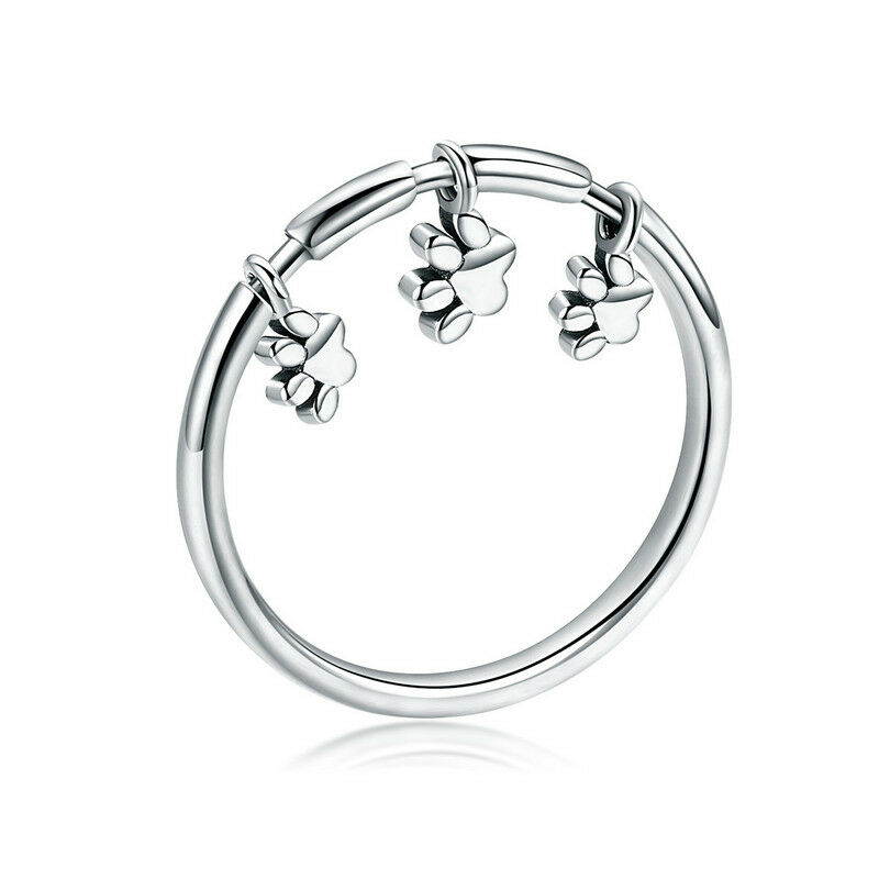 Fashion Cute Dog Paw Dangle Footprints Ring 925 Sterling Silver CZ Wedding Band Jewelry
Fashion Cute Dog Paw Dangle Footprints Ring 925 Sterling Silver CZ Wedding Band Jewelry