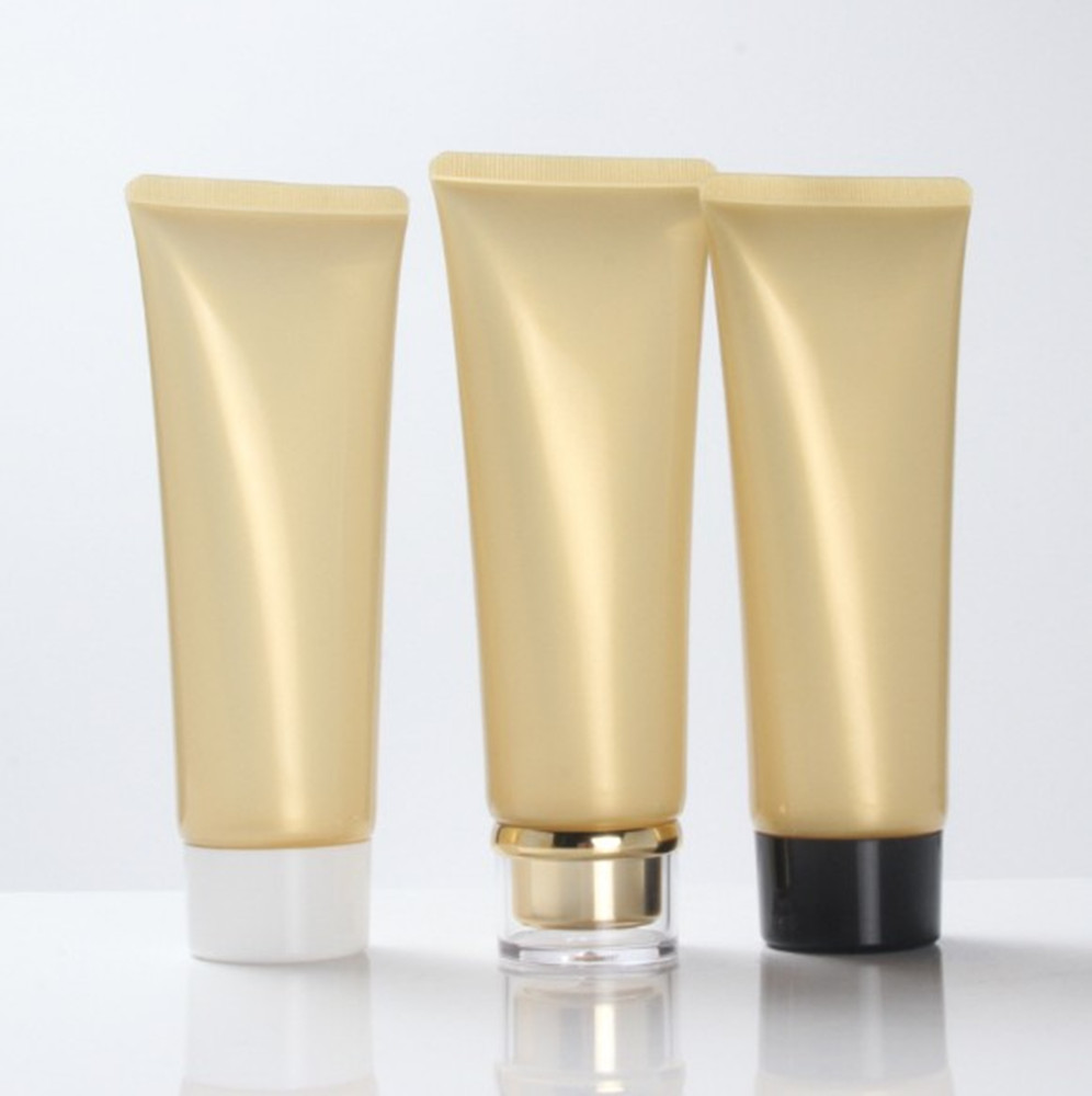 100ML shiny gold Empty Soft Tube For Cosmetic Packaging Lotion Cream Plastic Bottle Skin Care Cream squeeze Containers Tube