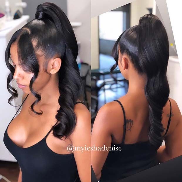 New Human hair drawstring ponytail for black women sleek straight wavy pony tail 120g hairpiece natural black 1b