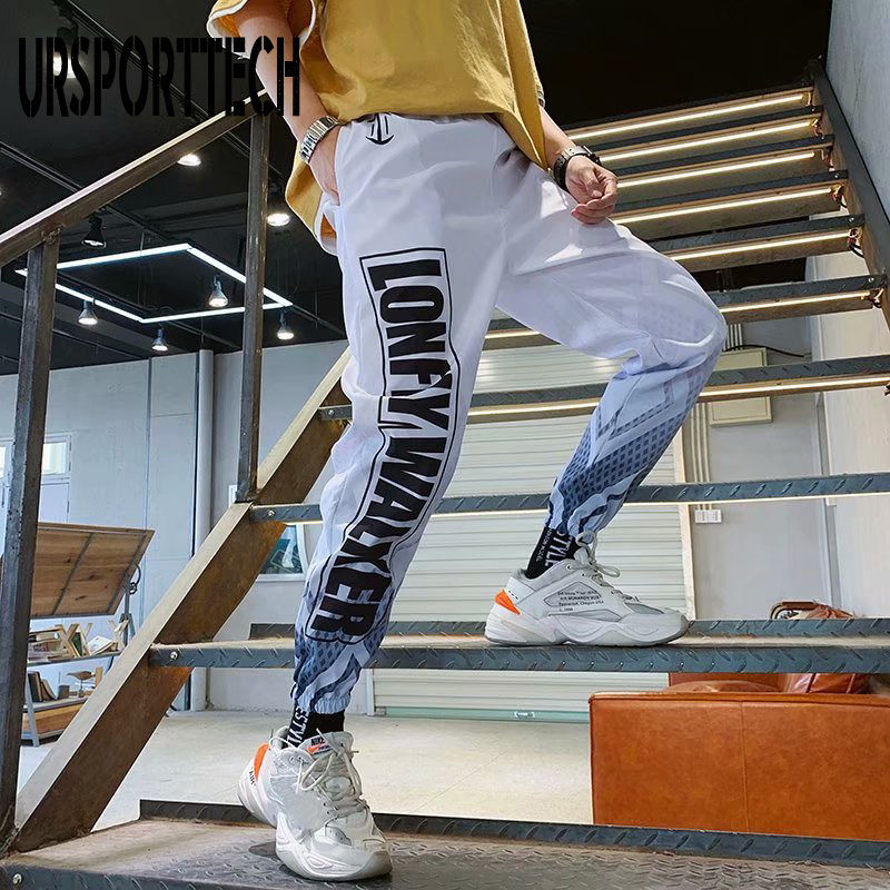 Streetwear Hip hop Joggers Pants Men Loose Harem Pants Ankle Length Trousers Sport Casual Letter Print Sweatpants For Men 201027