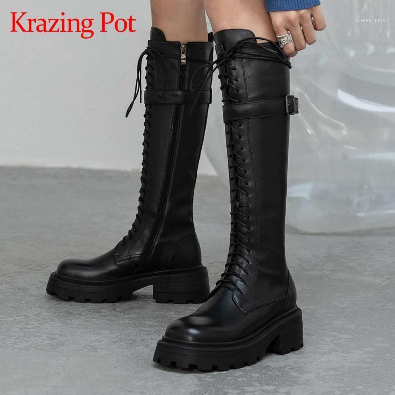 Krazing pot limited customization big size genuine leather square toe high heel motorcycle boots cross-tied knee-high boots L131, Black
Krazing pot limited customization big size genuine leather square toe high heel motorcycle boots cross-tied knee-high boots L131, Black