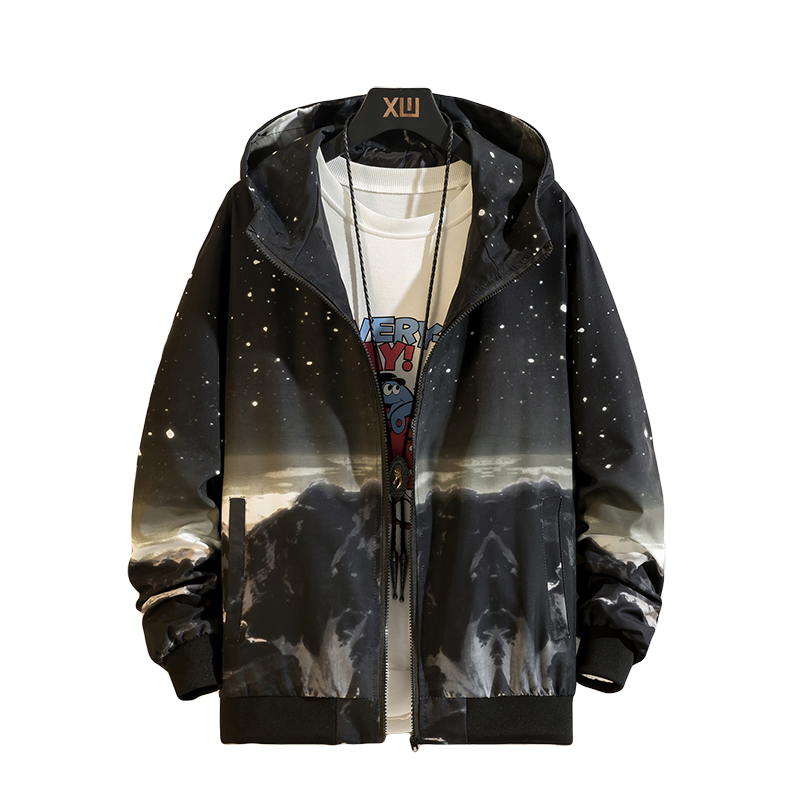 Januarysnow NEW Starry Sky Casual Jacket Men Hip Hop Spring Autumn Male Windbreaker Hooded Coat Bomber Jacket Hip Hop Outwear
Januarysnow NEW Starry Sky Casual Jacket Men Hip Hop Spring Autumn Male Windbreaker Hooded Coat Bomber Jacket Hip Hop Outwear