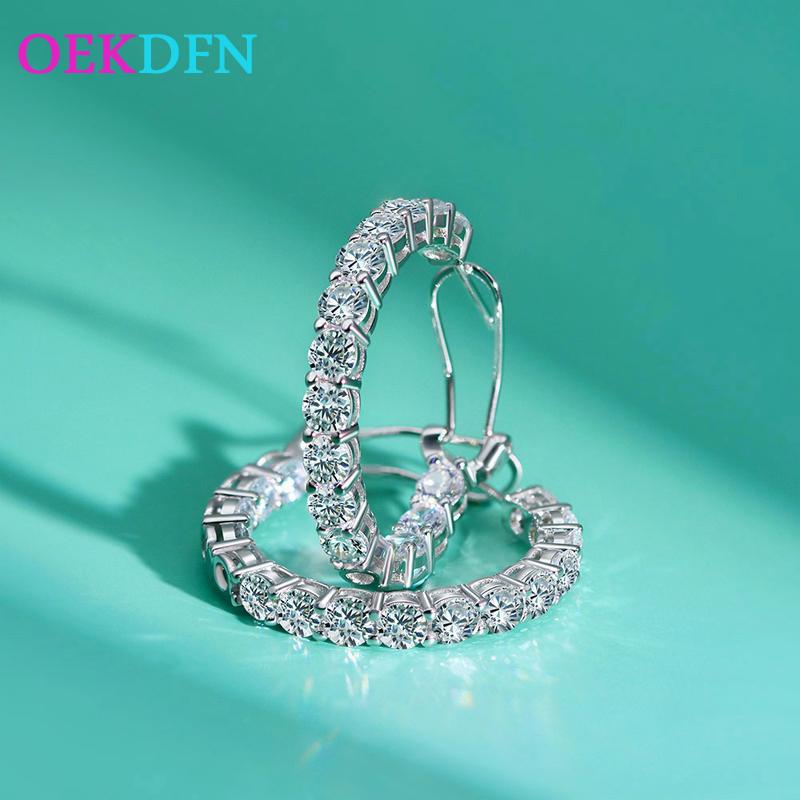 OEKDFN Luxury 100% 925 Sterling Silver Earrings Created Moissanite Gemstone Hoop Earrings Wedding Engagement Jewelry Women
OEKDFN Luxury 100% 925 Sterling Silver Earrings Created Moissanite Gemstone Hoop Earrings Wedding Engagement Jewelry Women
