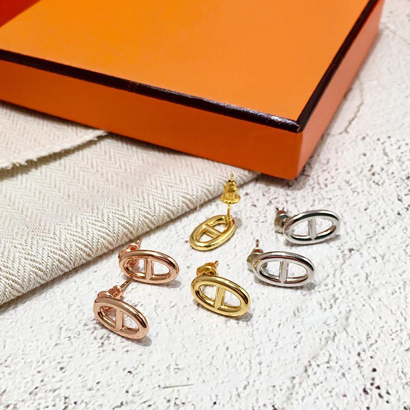 Stud Style Oval Shape Pig Nose Earring Rose Gold And Silver Color Small Earrings For Men Women1