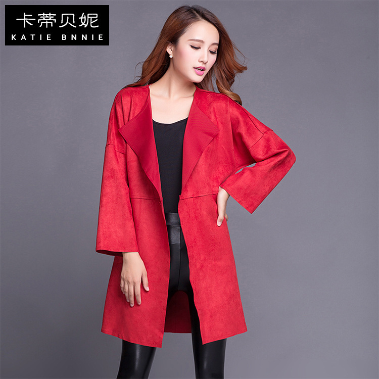 2021 Female Suede Deer Stitched Oversized Jacket Fashion Spring and Autumn New Women's Jackets VCPS, Black