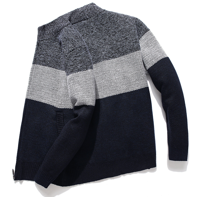 Cardigan Men Sweater Striped Grey Men's Sweater Oversized Knitted Cardigan Warm Clothes For Man 3XL Korean Style Homme 201221