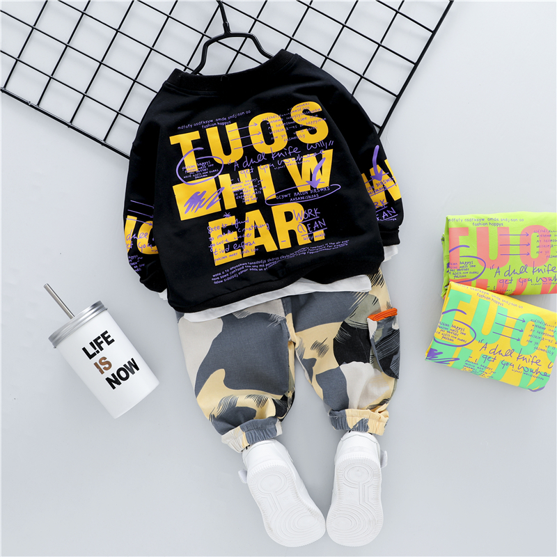 HYLKIDHUOSE Baby Girls Boys Clothing Sets 2020 Autumn T Shirt Camouflage Pants Inafnt Newborn Clothes Kids Children ClothesX1019