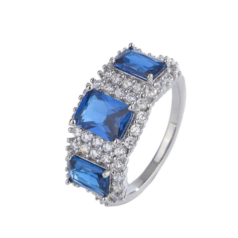 2024 Sterg Sier Blue Sapphire CZ Dia Tanzanite Ring