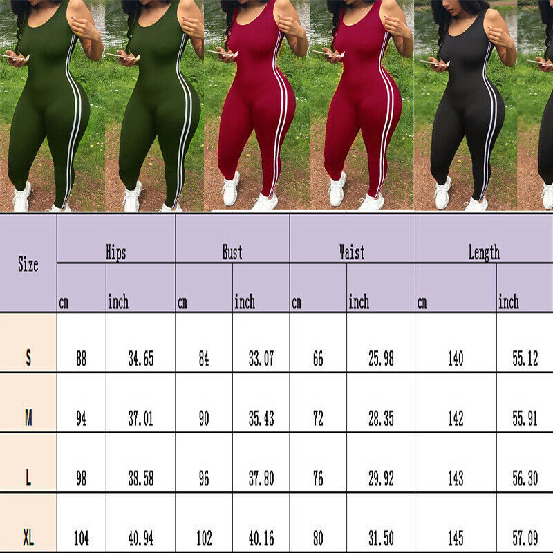 Women Jumpsuit Romper Bodycon Playsuit Clubwear Long Trousers Party Sleeveless Side Stripe Rompers Womens Jumpsuits T200116