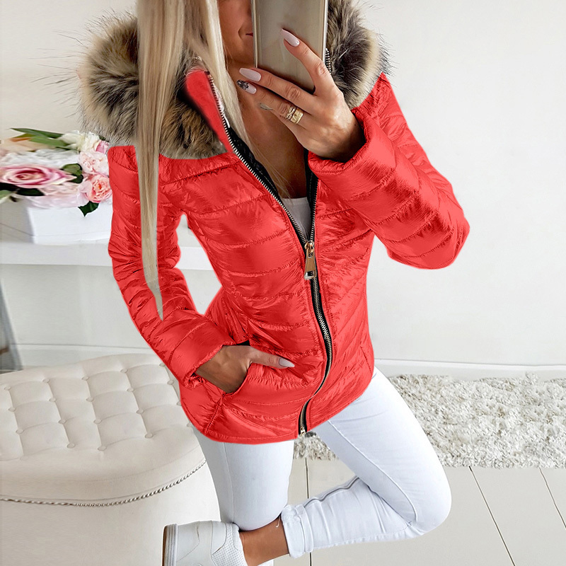 Women Solid Coats Jackets Winter Casual Broadcloth Feathers Slim Hooded Thick Cotton Padded Parka Female Zipper Jacket 201110wtt