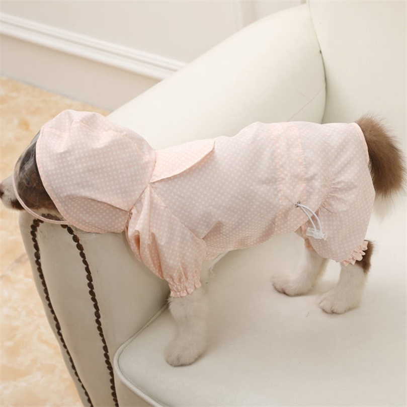 Cute Raincoat Cat Hooded Rain Coat for Small Medium Big Pet Pointed Dog Clothes Waterproof Jacket with Hat Yorkie Teddy 201223 Free shipping