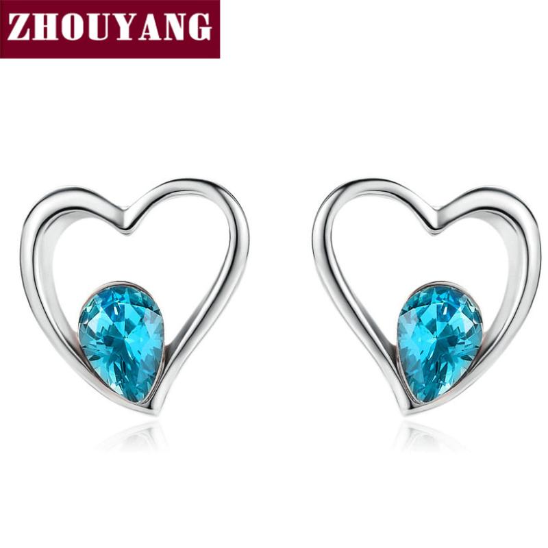 ZHOUYANG Stud Earring For Woman Girl Sweety Hollow Out Heart Tear-drop Blue Crystal Silver Color Fashion Jewelry Party Gift E321
ZHOUYANG Stud Earring For Woman Girl Sweety Hollow Out Heart Tear-drop Blue Crystal Silver Color Fashion Jewelry Party Gift E321