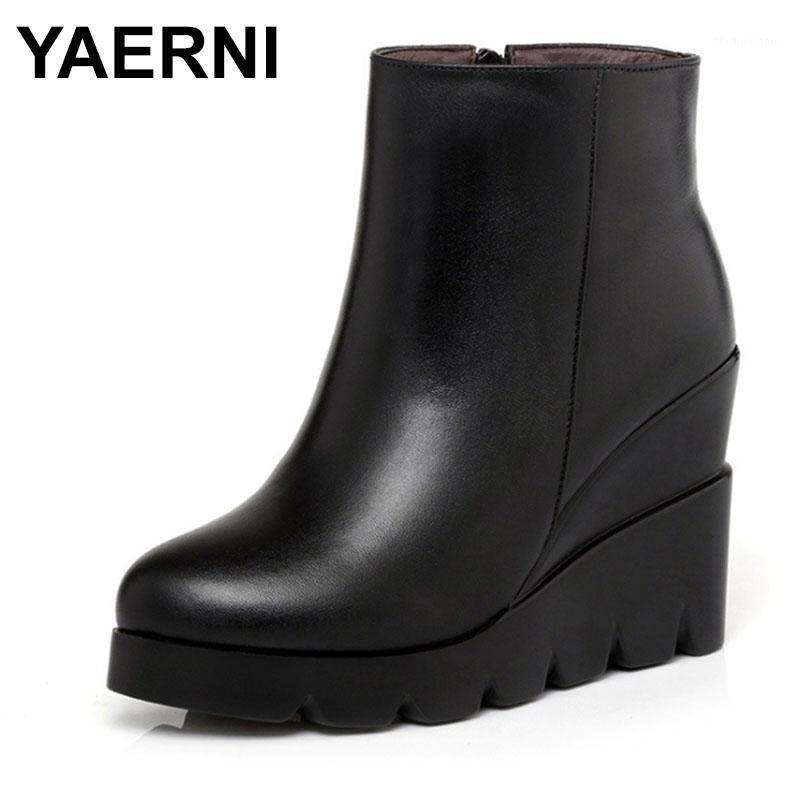 YAERNI Women Leather Wedge Ankle Boots Short Boots High Wedges Heels Shoes Woman Booties Black for Autumn Winter E3991
YAERNI Women Leather Wedge Ankle Boots Short Boots High Wedges Heels Shoes Woman Booties Black for Autumn Winter E3991