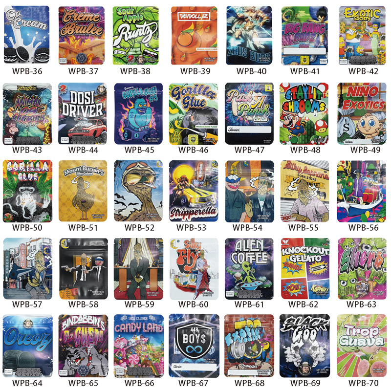 70Styles Empty EXOTIC Carts Bag Pouch Mylar Packaging Edible Bags Sour Package Zipper Smell Proof Food Packing 3g Plastic Pack Child Lock Package
70Styles Empty EXOTIC Carts Bag Pouch Mylar Packaging Edible Bags Sour Package Zipper Smell Proof Food Packing 3g Plastic Pack Child Lock Package
