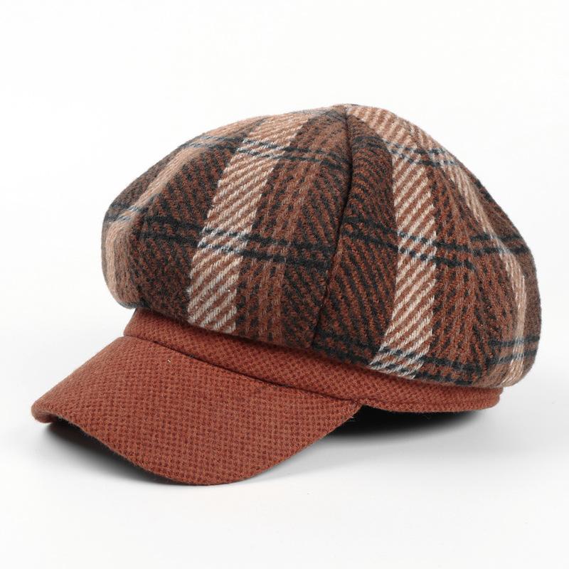 Cotton Plaid Newsboy Cap Beret Casual Painter Hat Peaked Octagonal Hat for Women and Men 22, Black 
Cotton Plaid Newsboy Cap Beret Casual Painter Hat Peaked Octagonal Hat for Women and Men 22, Black