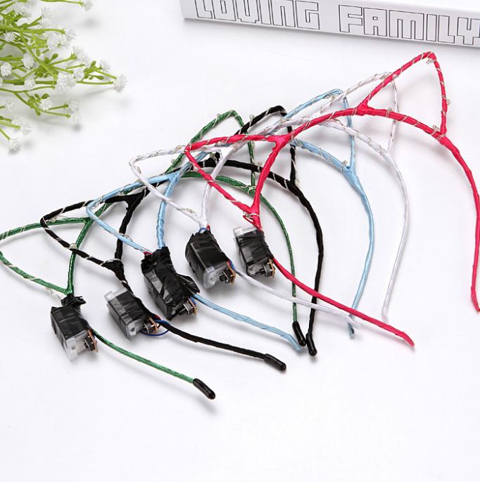 LED Cat Ear Headband Light Up Party Glowing Supplies Women Girl Flashing Hair Band Sticks Football Fan Concet Cheer Halloween
