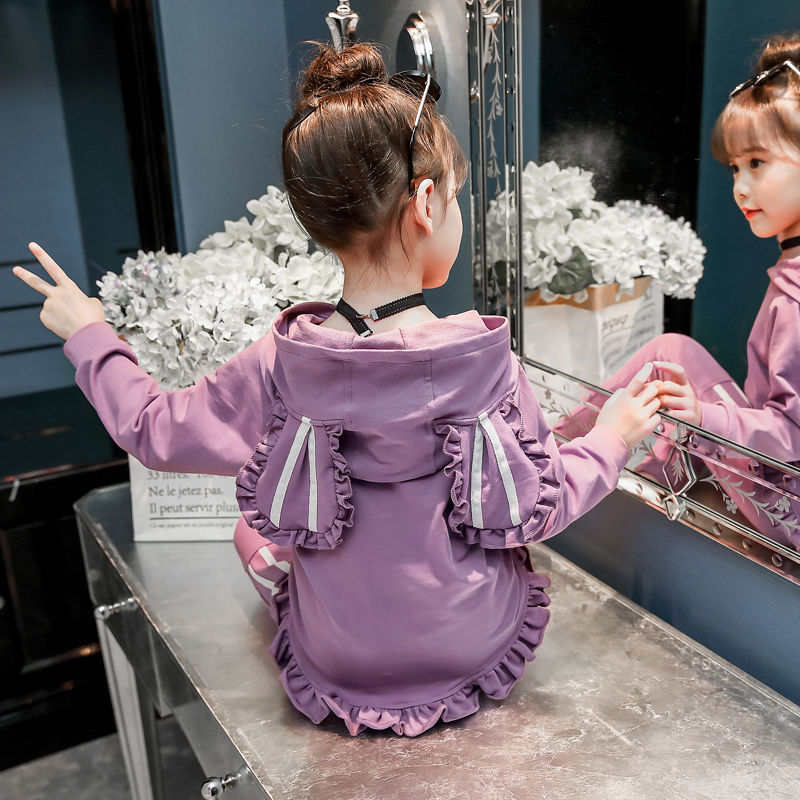 Girls hooded clothing Set top+Pants 2 Pcs Spring autumn Children's Set Teen Girls Clothes Suit outfits 4 6 8 10 YearsX1019