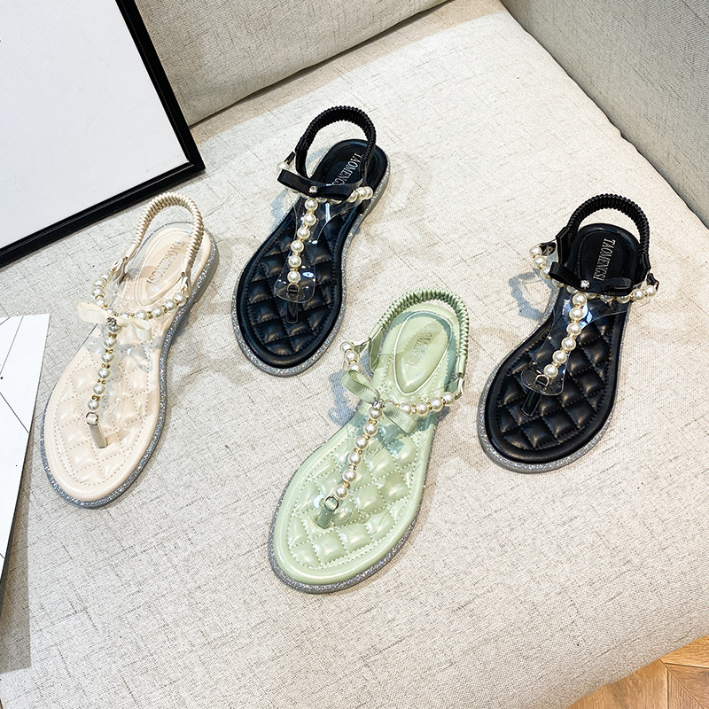 2021 Transparent Female Summer Wear New Flat-bottomed Sandals Feminine Roman Pearls 7QHV, Green.
2021 Transparent Female Summer Wear New Flat-bottomed Sandals Feminine Roman Pearls 7QHV, Green.