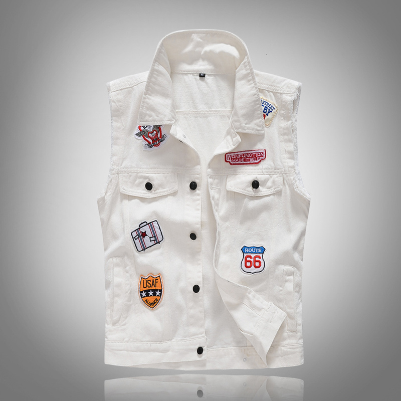 2021 New Fashion Streetwear Slim Fit Patches Designer White Color Denim Vest Men Sleeveless Chaqueta Hip Hop Veste 3jvu, Black
2021 New Fashion Streetwear Slim Fit Patches Designer White Color Denim Vest Men Sleeveless Chaqueta Hip Hop Veste 3jvu, Black