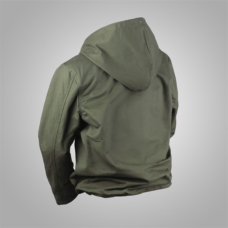USN Wet Weather Parka Vintage Deck Jacket Pullover Lace Up WW2 Uniform Mens Navy Military Hooded Jacket Outwear Army Green 201128
