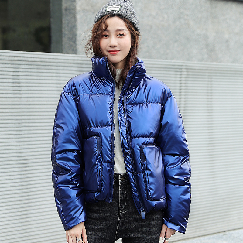 New Winter Jacket Coats Women Short Glossy Waterproof Down Cotton Parkas Female Big Pocket Shiny Warm Thick Parkas outwear 200928