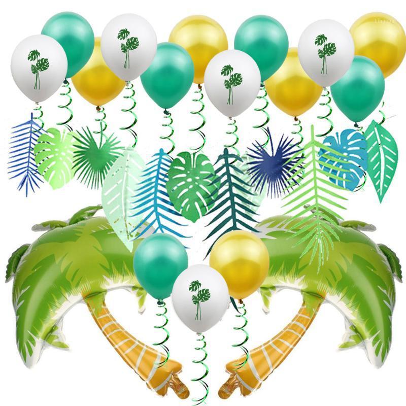 

Hawaii Party Decoration Flamingo Coconut Tree Pineapple Tropical Paper Garland 12inch Latex Balloon For Birthday Summer Party 8D1