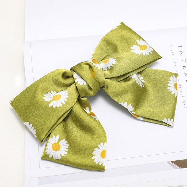 Daisy Knotted Bow Hairpin Women Hair Clips Hair Jewelry Accessories Barrettes Girls Headwear Headdress Print Spring Clips