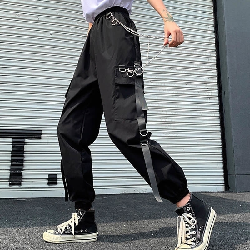 Women' Cargo Pants Buckle Ribbon Pocket Jogger Elastic Waist High Streetwear Harajuku Punk Ring Chain Females Trousers 201106, Green no chain
Women' Cargo Pants Buckle Ribbon Pocket Jogger Elastic Waist High Streetwear Harajuku Punk Ring Chain Females Trousers 201106, Green no chain