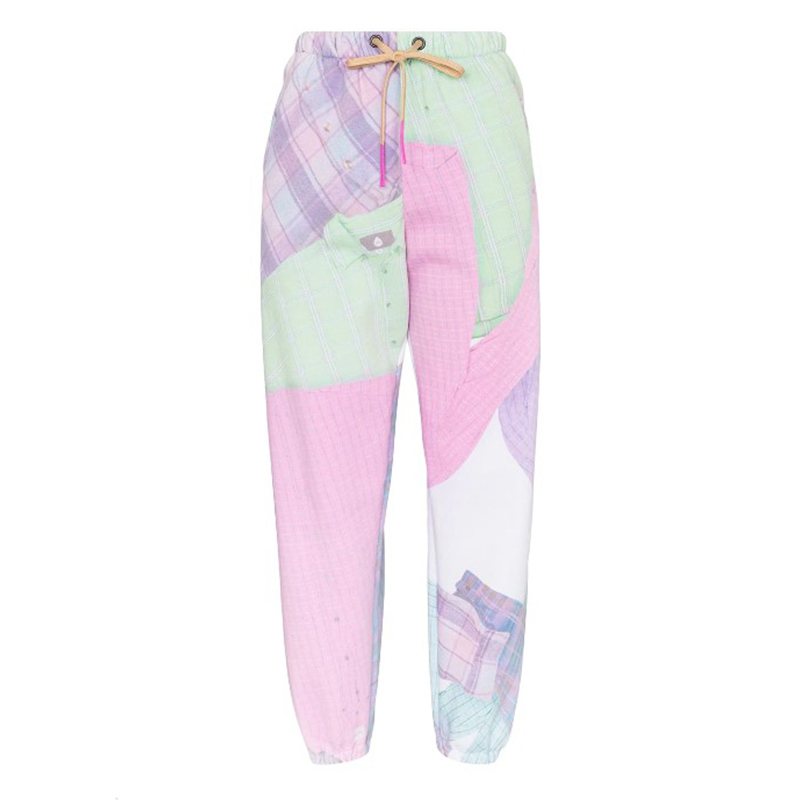 VGH Harem Pants For Women Mid Waist Lace Up Print Hit Color Loose Pockets Casual Pant Female Autumn New Clothing Tide 201228
