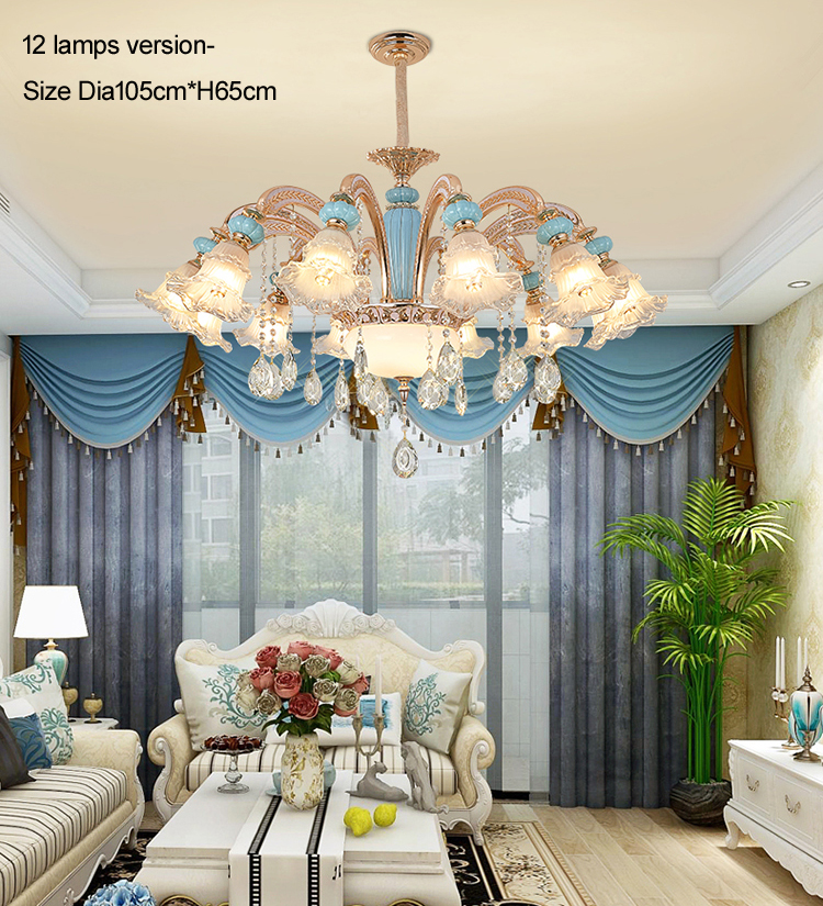 European Romantic Crystal Chandelier LED Zinc Alloy Ceramic Chandeliers Lights Fixture also can be Ceiling Lamp Home Indoor Lighting