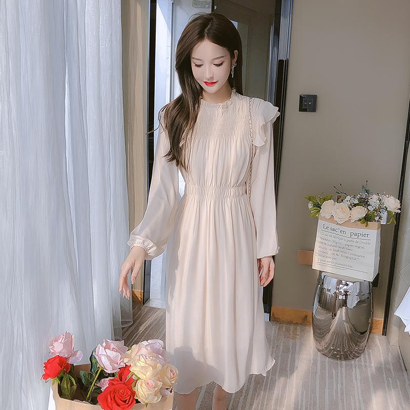 COIGARSAM Office Lady Ruffles Women dress New Spring French Style Plaid Full Sleeve Chiffon Zipper Dresses Apricot 1207
COIGARSAM Office Lady Ruffles Women dress New Spring French Style Plaid Full Sleeve Chiffon Zipper Dresses Apricot 1207