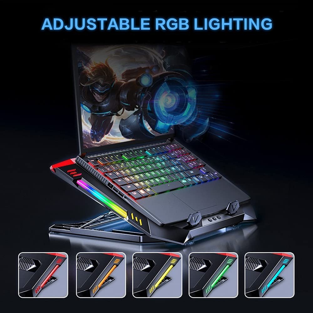 Laptop Cooling Pad for 14-18 Inch Gaming Laptop Stand with Double Blower, Gaming Laptop Cooler Stand with 7 Angle Adjustable, Two USB Ports and Colorf
