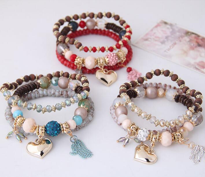 Bohemian Beaded Bracelets for Women 6 Colors Multilayer Stretch Stackable Bracelet Set Multicolor Jewelry Bangle Christmas Gift GD1224