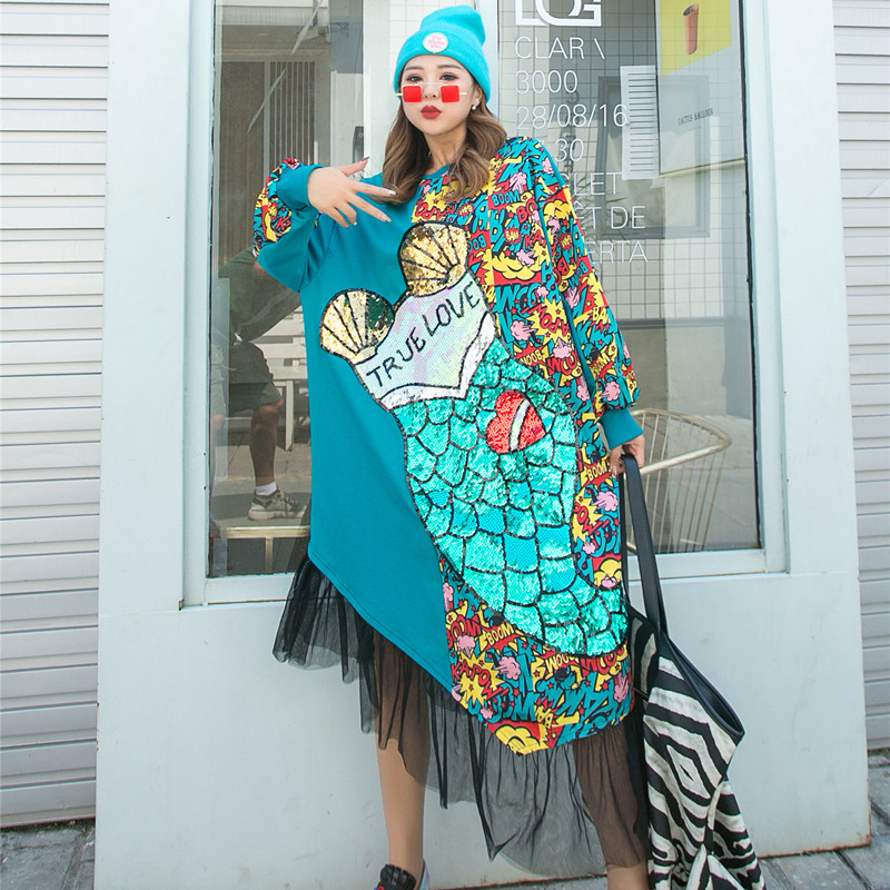 2021 Skin Sequins Shirt Dress New Woman Beauty Fish Mesh Hem Seam Long Sleeves Streetwear SR4B, Black
2021 Skin Sequins Shirt Dress New Woman Beauty Fish Mesh Hem Seam Long Sleeves Streetwear SR4B, Black