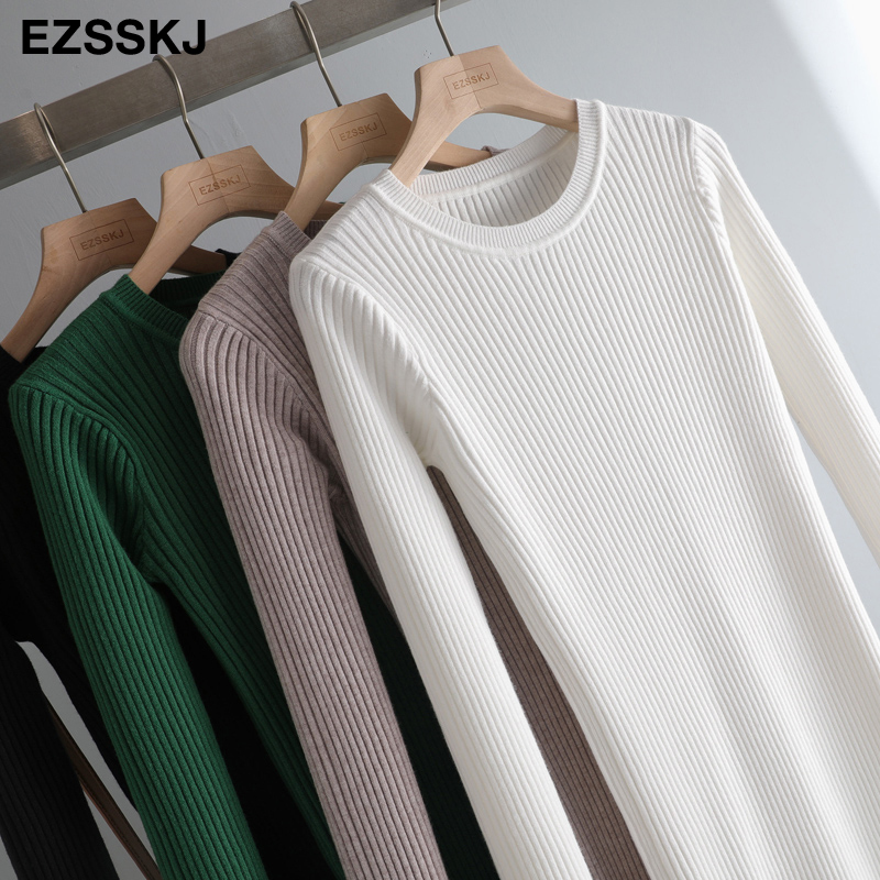 elegant Autumn Winter basic Maix Sweater dress women solid bodycon Thick dress Female Jumper Oneck slim knit dress Long sleeve 201029