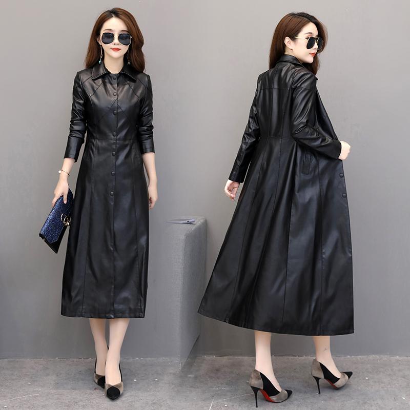 NIEW Women's long leather coat over knee leather windbreaker 2020 slim medium long autumn winter coat shearling jacket, Black
NIEW Women's long leather coat over knee leather windbreaker 2020 slim medium long autumn winter coat shearling jacket, Black