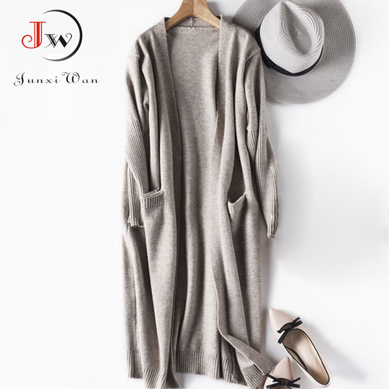 Black Cardigan Women Knitted Long Sweater Elegant Autumn Winter Warm Coat Pull Femme Casaco Feminino 201202
