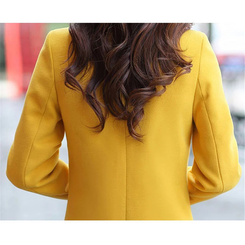 Woolen coat women yellow plus size autumn winter new Korean slim rose red pink green long sleeve wool coats feminina LR814 201102