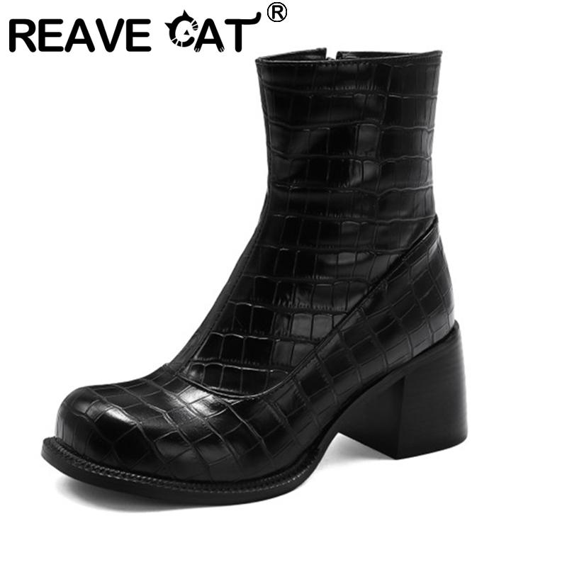 REAVE CAT New 2021 Women Ankle Boot Round Toe 6.5cm Square Heels Classic Simple All-Match Big Size 34-48 Casual Spring A3399, Black pu
REAVE CAT New 2021 Women Ankle Boot Round Toe 6.5cm Square Heels Classic Simple All-Match Big Size 34-48 Casual Spring A3399, Black pu