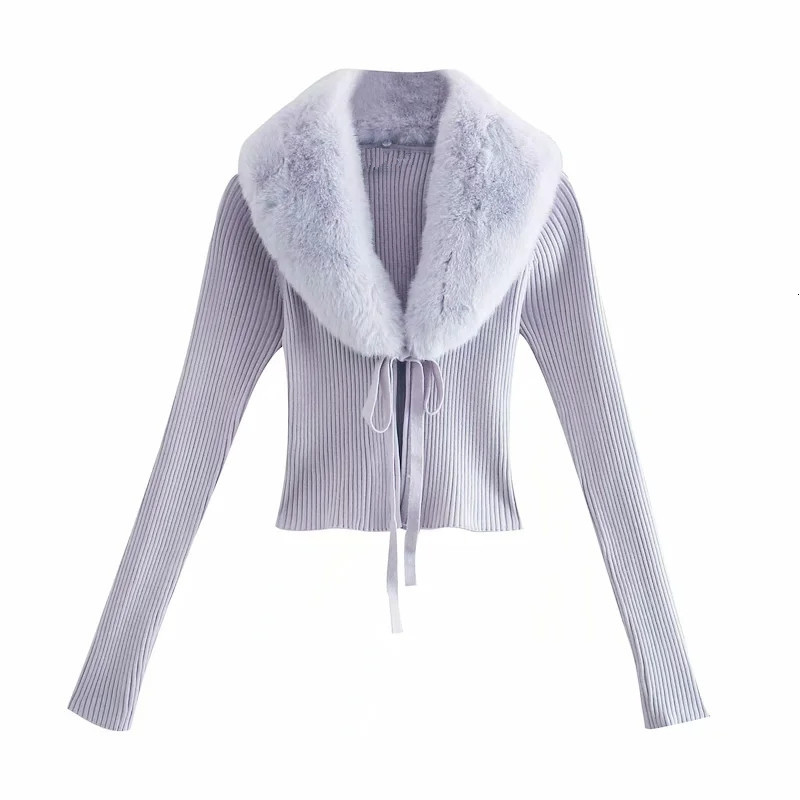 2021 Purple Faux Fur Knitted Women Long Sleeve v Neck Cropped Woman Winter New Year Sweater Cardigan Bbfh, Lavender
2021 Purple Faux Fur Knitted Women Long Sleeve v Neck Cropped Woman Winter New Year Sweater Cardigan Bbfh, Lavender