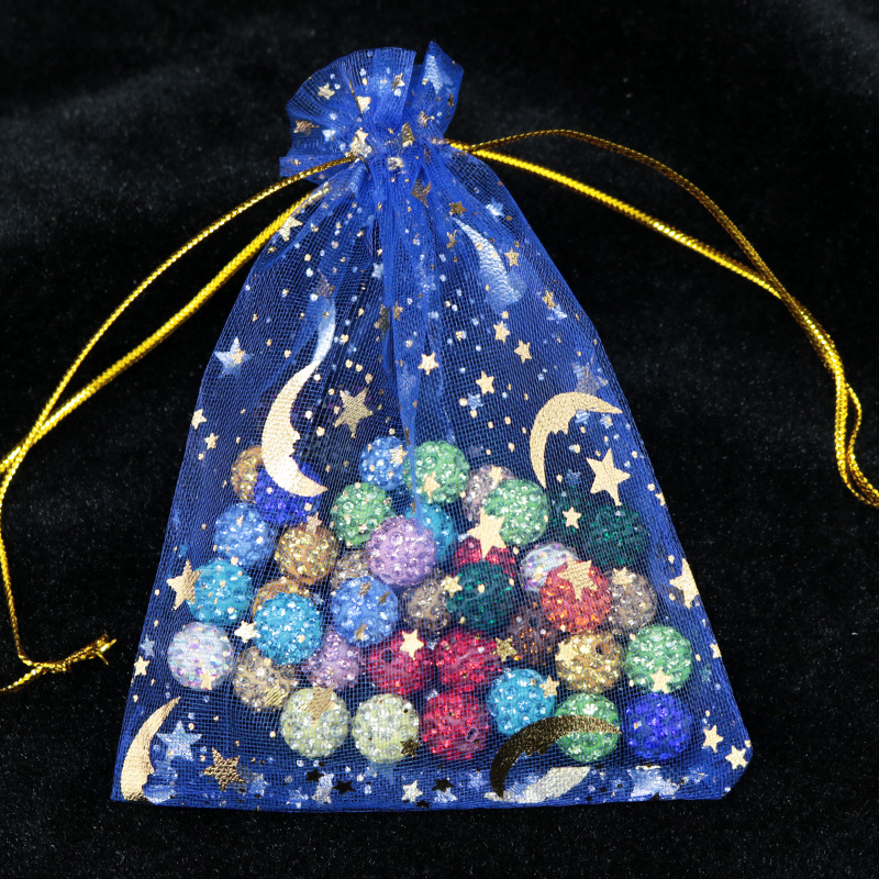 100pcs moon star organza gift bags 912cm stamping organza wedding party favor gift bag jewelry packaging pouches earring holde