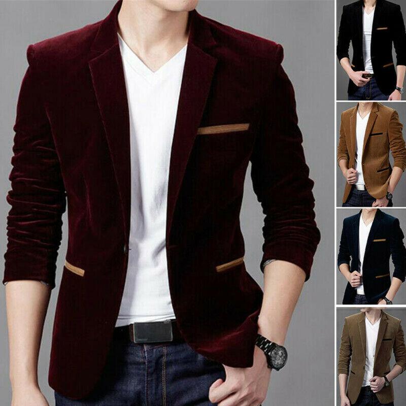 2020 Men's Jacket Brand Clothing Casual Coat Blazer Men Slim Fit Jacket Men Corduroy Wedding Dress Plus Size Single Button
