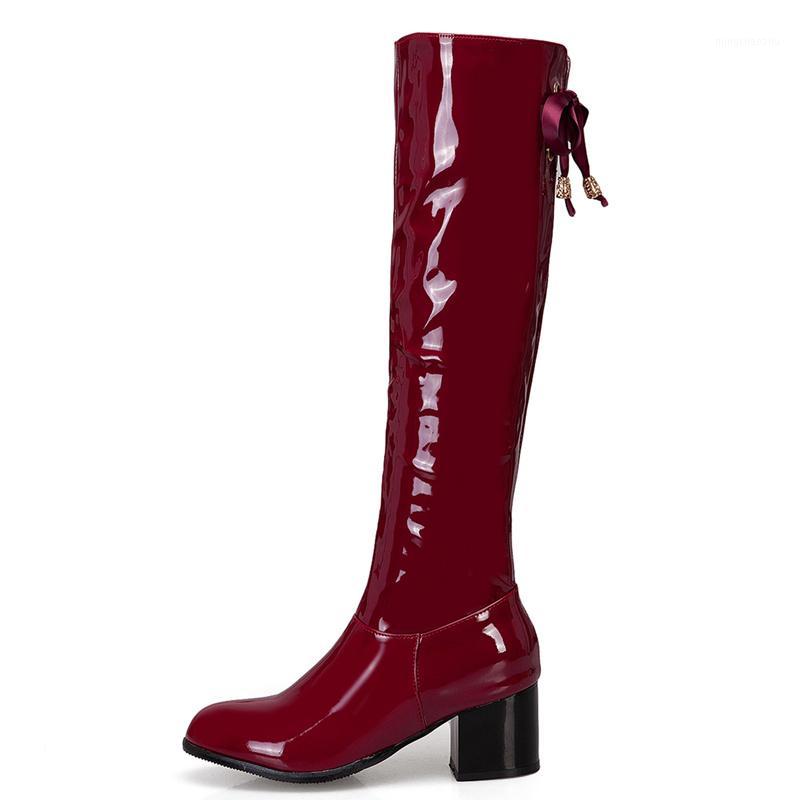 Patent leather Knee High Boots Women Block Heels Red Black Winter Boots Lady Waterproof Long Shoes Female Large Size 481
Patent leather Knee High Boots Women Block Heels Red Black Winter Boots Lady Waterproof Long Shoes Female Large Size 481