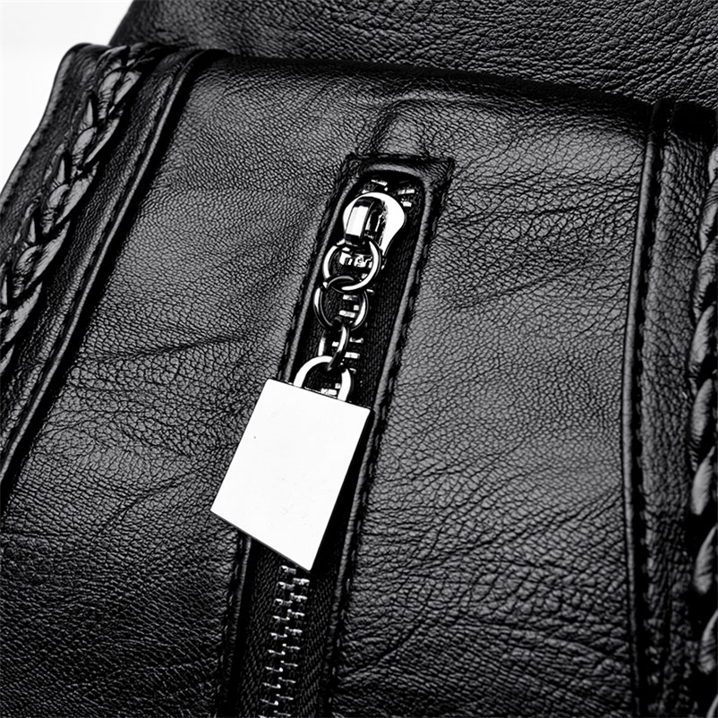 Women Leather Backpacks Zipper Female Chest Bag Sac a Dos Travel Back Pack Ladies Bagpack Mochilas School Bags Y201224 - view 5