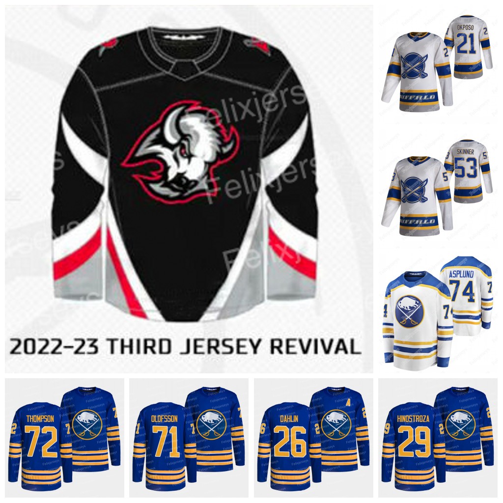 Rasmus Dahlin Buffalo Sabres 2022 Goathead Third Jersey Tage Thompson Jeff Skinner Kyle Okposo Victor Olofsson Dylan Cozens Vinnie Hinostroza Drake Caggiula, Reverse retro jersey
Rasmus Dahlin Buffalo Sabres 2022 Goathead Third Jersey Tage Thompson Jeff Skinner Kyle Okposo Victor Olofsson Dylan Cozens Vinnie Hinostroza Drake Caggiula, Reverse retro jersey