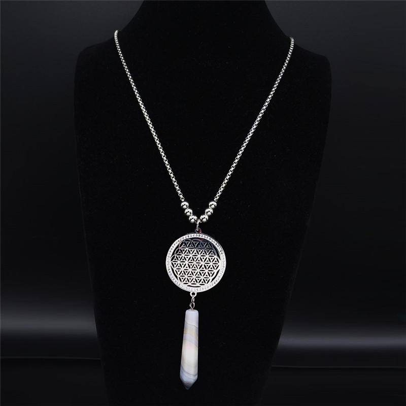 Flower of Life Stainless Steel Hexagonal Reiki Point Chakra Women Natural Stone Long Boho Jewelry collier femme N129S04
Flower of Life Stainless Steel Hexagonal Reiki Point Chakra Women Natural Stone Long Boho Jewelry collier femme N129S04